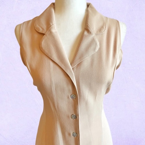 90's nude sleeveless button down dress - Picture 5 of 14